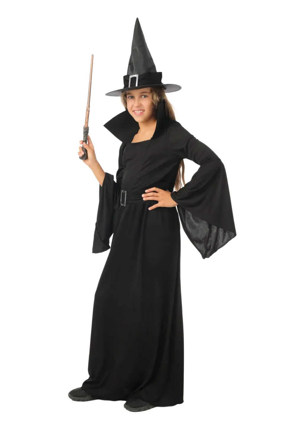 P'tit Clown Strega costume bambina 10-12 anni nero con cappello
