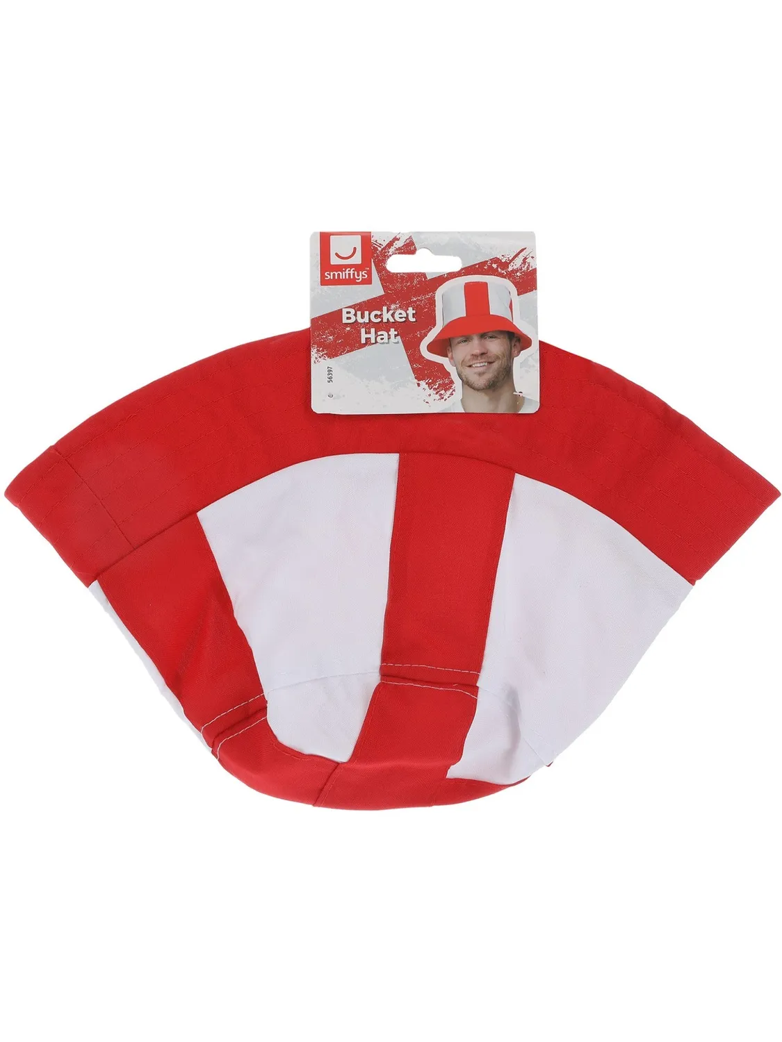 Smiffys England cappello bucket tifoso rosso bianco