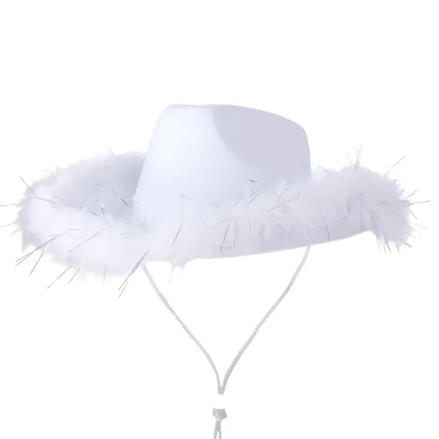 P'tit Clown Cow Girl cappello feltro bianco piume