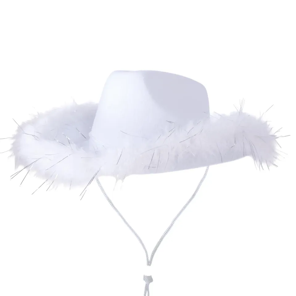 P'tit Clown Cow Girl cappello feltro bianco piume