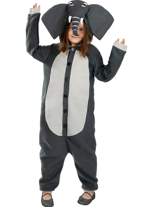Funidelia Elefante onesie costume bambino 7-9 anni grigio
