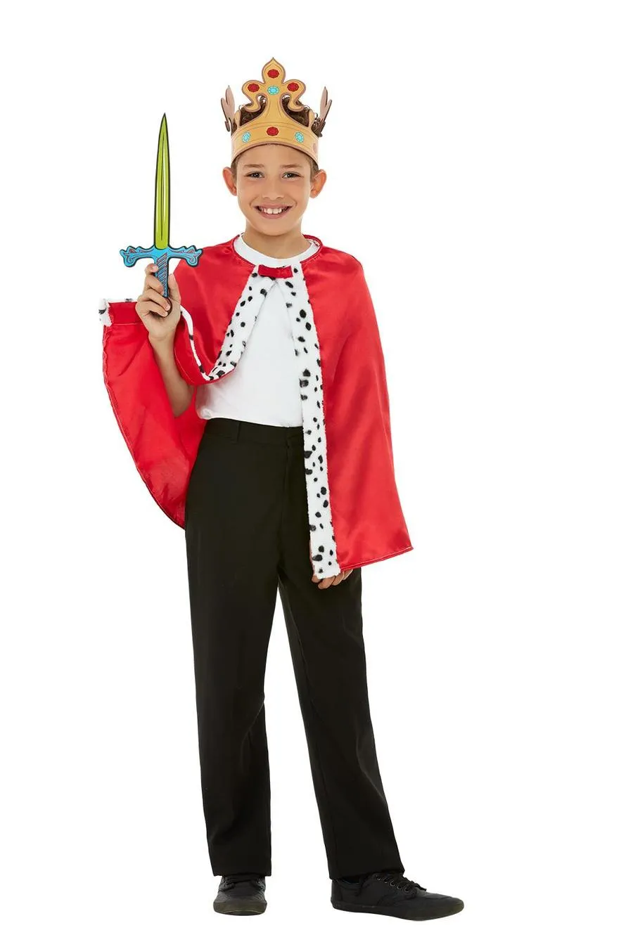 Smiffys Royal Kit costume re bambino mantello rosso 7-9 anni