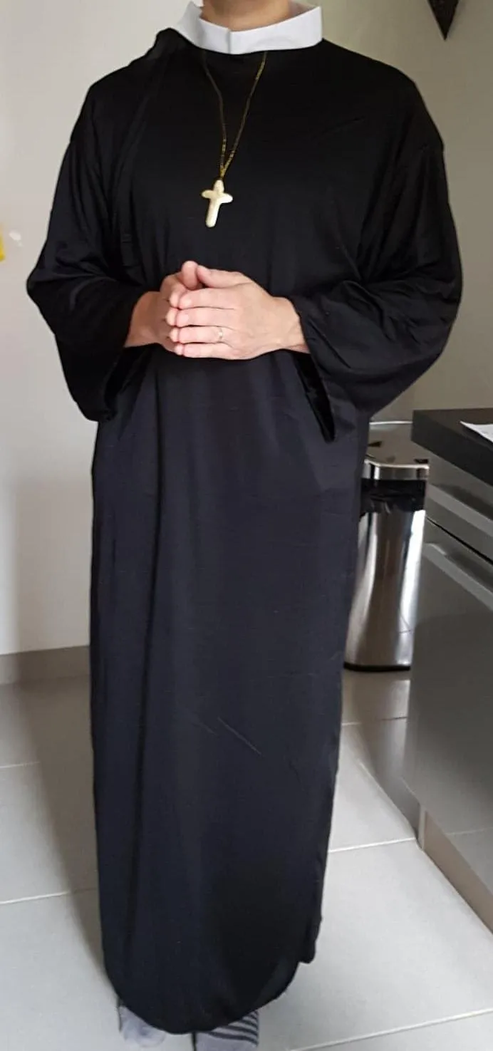 Guirca Prete costume uomo L nero con colletto