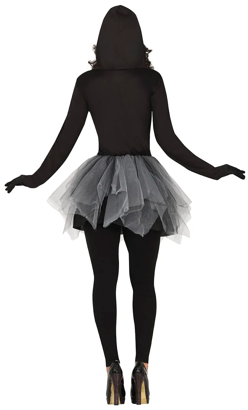 Guirca Scheletro Incappucciato costume donna S tulle nero