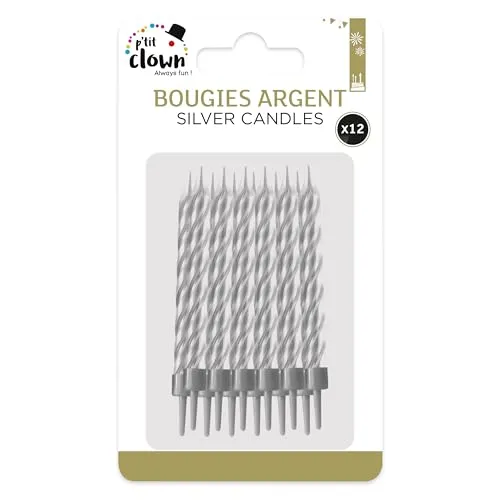 P'tit Clown argento spirale candela torta 10 pz