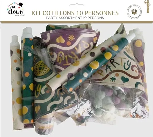 P'tit Clown 23444 Kit Cotillons festa 10 persone multicolore