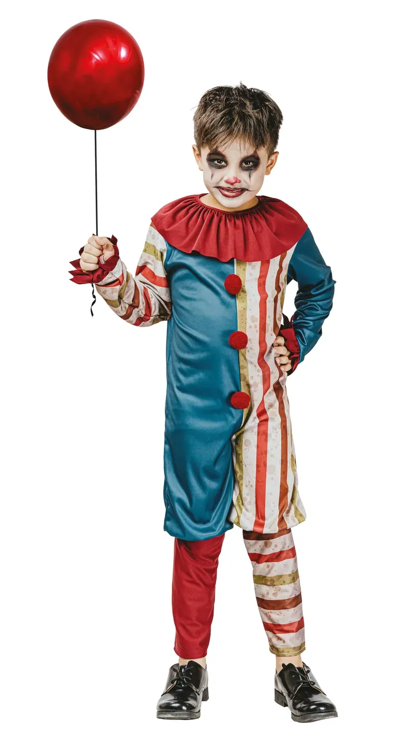 P'tit Clown Costume Clown Bambino 10/12 Anni Rosso Bianco