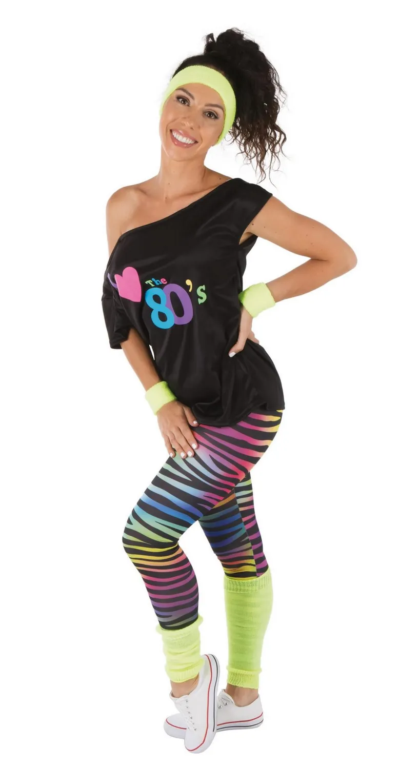 P'tit Clown costume legging anni '80 giallo taglia unica