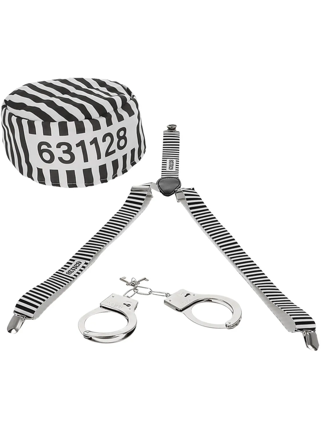 Smiffys Prisoner kit carcerato unisex a righe con manette