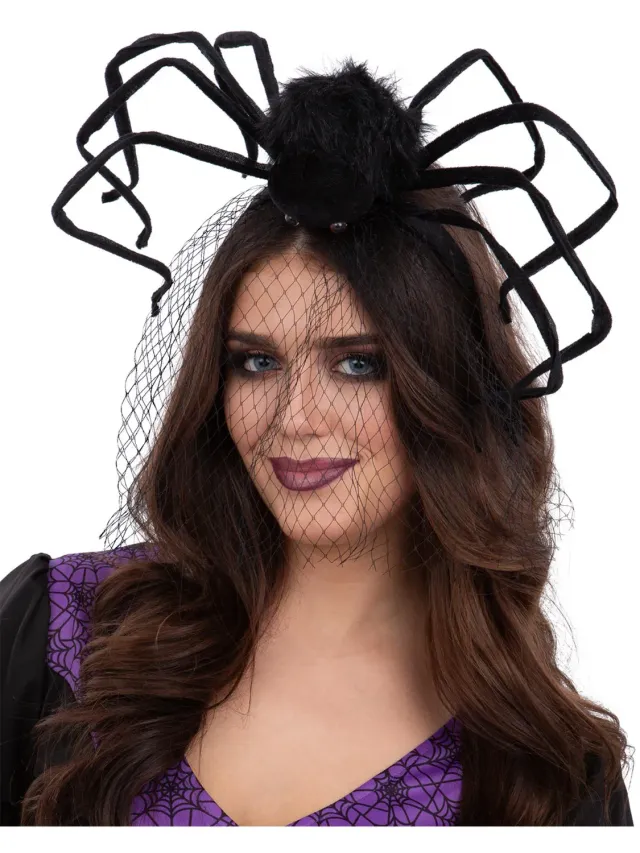 Smiffys Spider cerchietto ragno nero con velo donna adulto