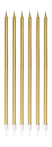 P'tit Clown Candele Oro Lunghe Sottili 6 Pezzi Torta