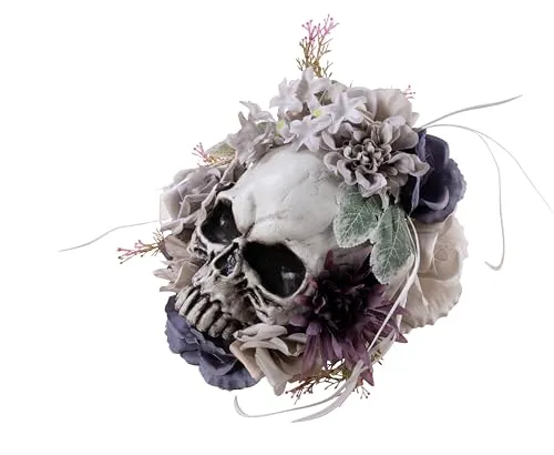 P'tit Clown teschio floreale 20 cm decorazione halloween grigio