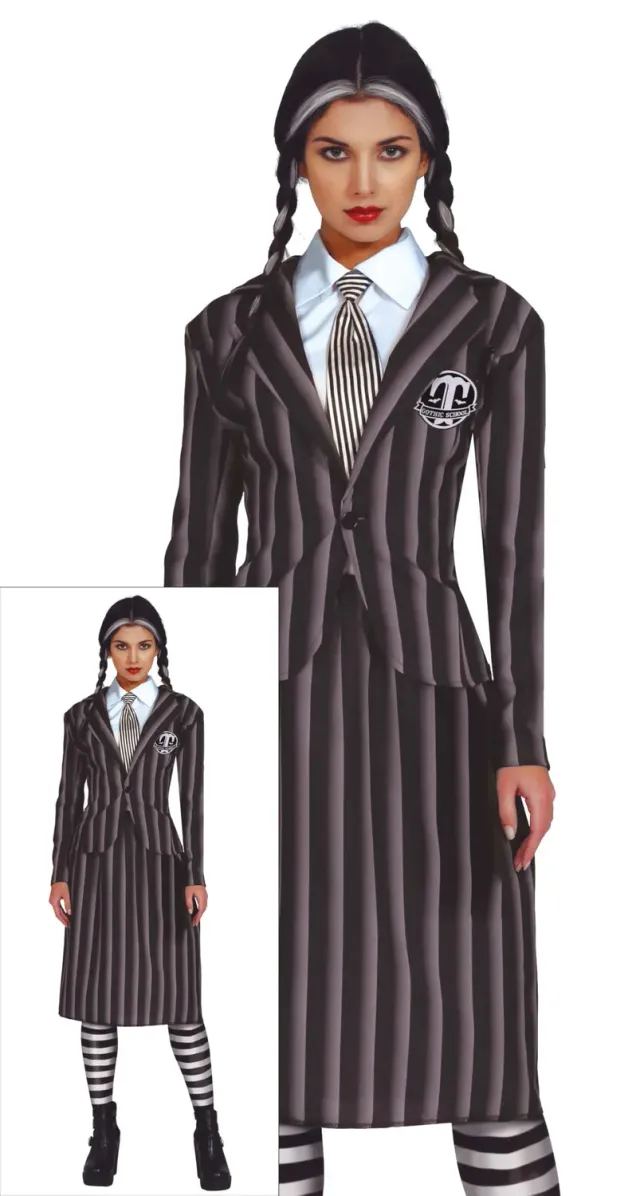 Guirca Studentessa Gotica costume donna S nero-grigio