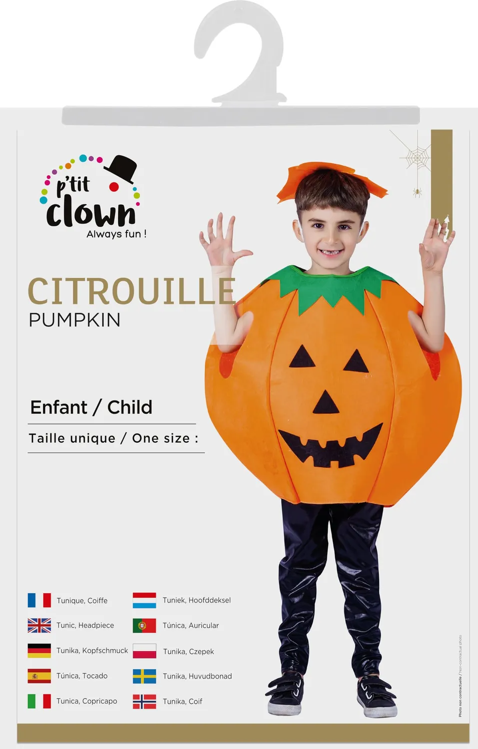 P'tit Clown Costume Zucca Bambino 10-12 Anni Halloween