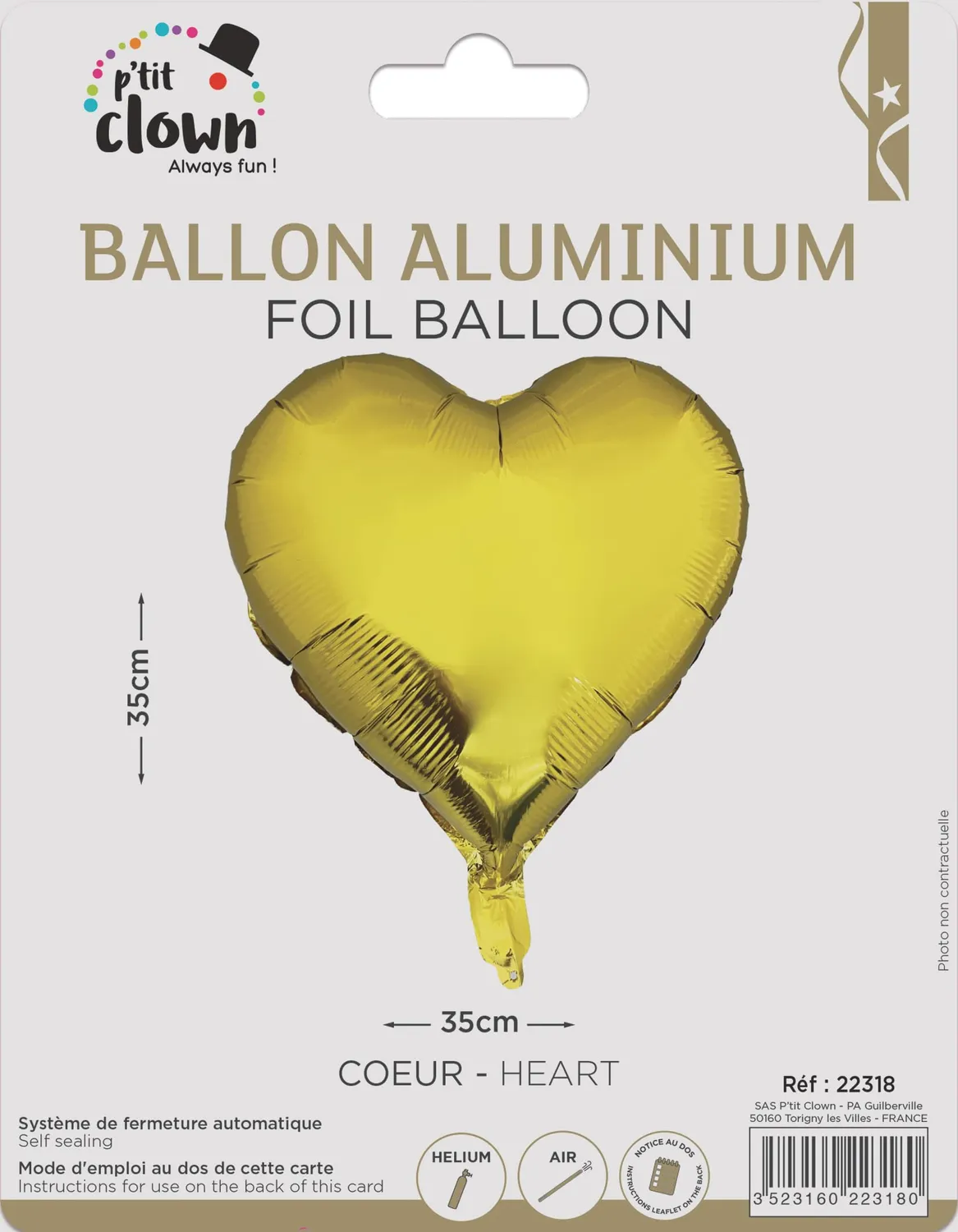 P'tit Clown Palloncino Cuore Argento in alluminio