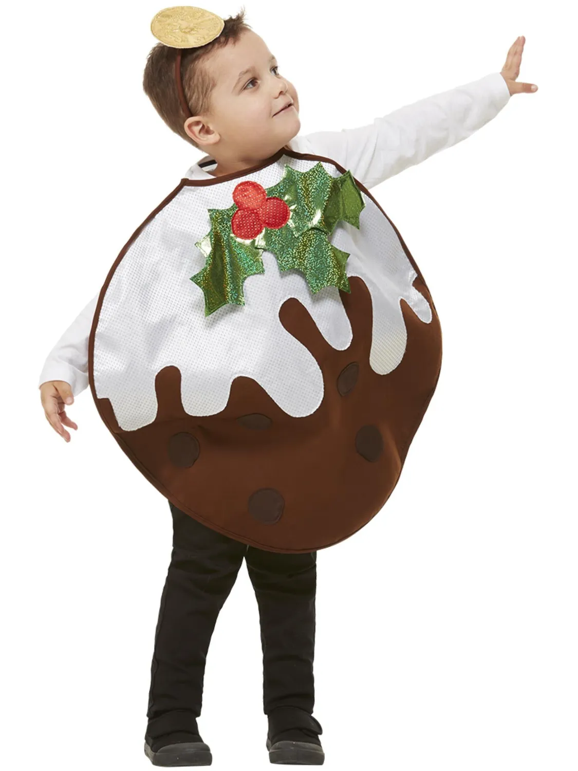 Smiffys Christmas Pudding costume bambini marrone glitter