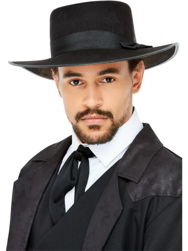 Smiffys Cappello Fedora Anni 20 Nero Tesa Larga