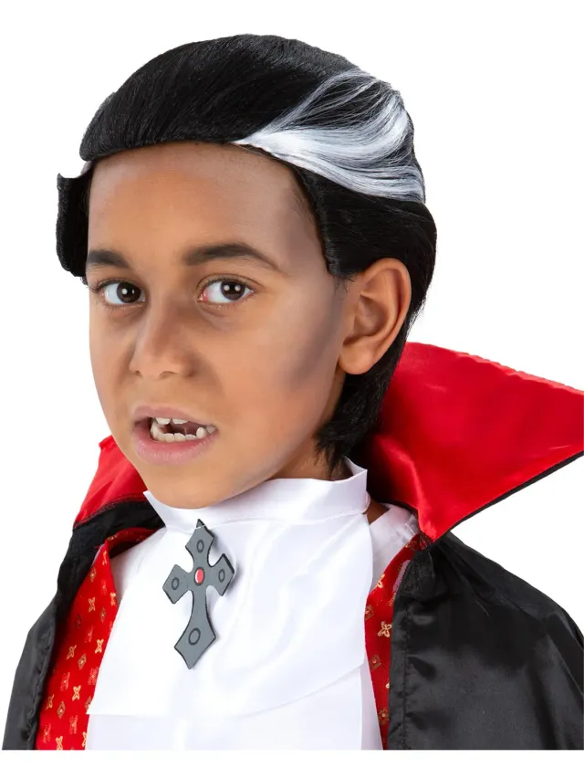 Smiffys Parrucca Vampiro Bambino Nero-Bianco