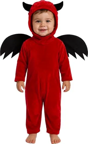 Guirca Costume Diavolo Bambino 18-24 Mesi Tuta Rossa Ali Nere