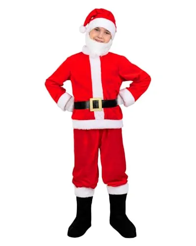 Funidelia Babbo Natale Deluxe costume bambino 5-6 anni con barba