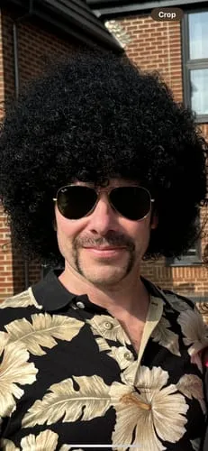 Smiffys 70s Funky Afro parrucca nera adulto voluminosa