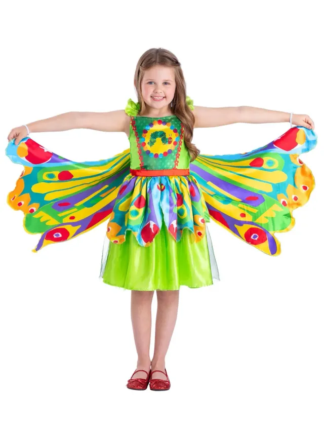 Smiffys Bruco Mai Sazio vestito farfalla bimba verde