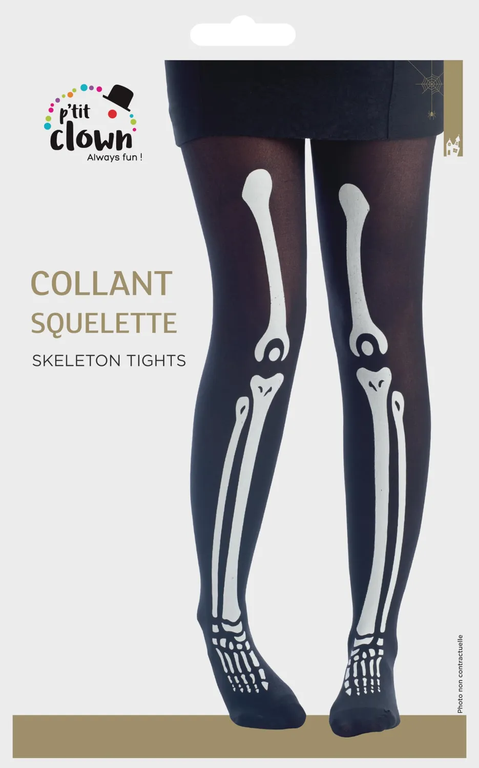 P'tit Clown Collant Nero Scheletro Donna Nylon
