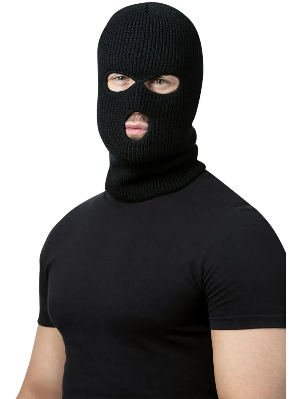 Smiffys Balaclava passamontagna adulto nero in maglia
