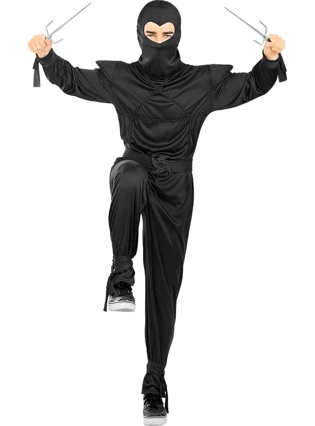 Funidelia Ninja costume uomo S-M nero coprente