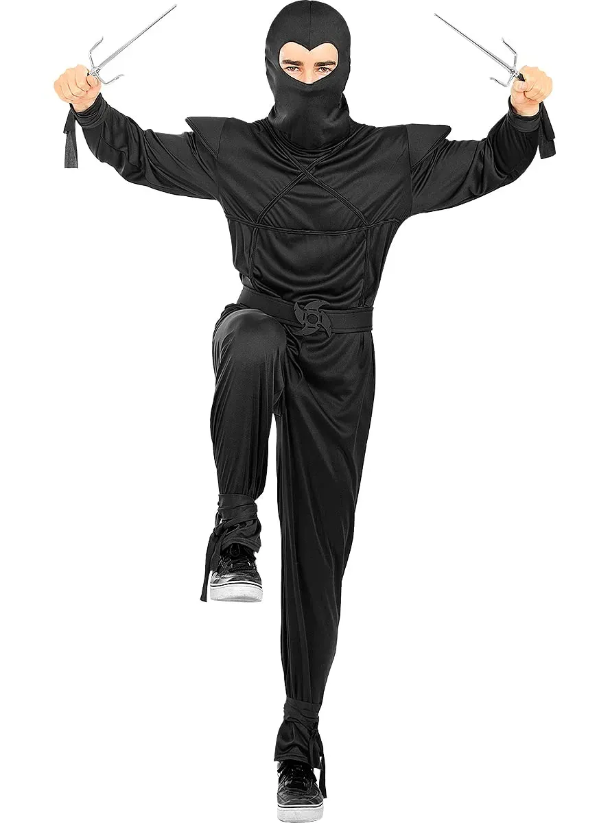 Funidelia Ninja costume uomo S-M nero coprente