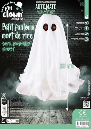 P'tit Clown 22953 fantasma animato sonoro 32 cm occhi rossi