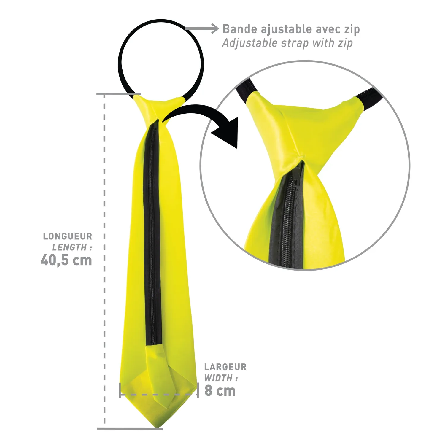 P'tit Clown cravatta elastico giallo fluo adulto unisex