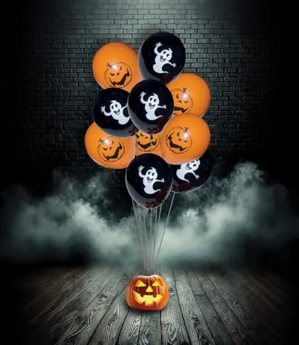 P'tit Clown palloncini Halloween arancioni neri 23 cm 10 pz