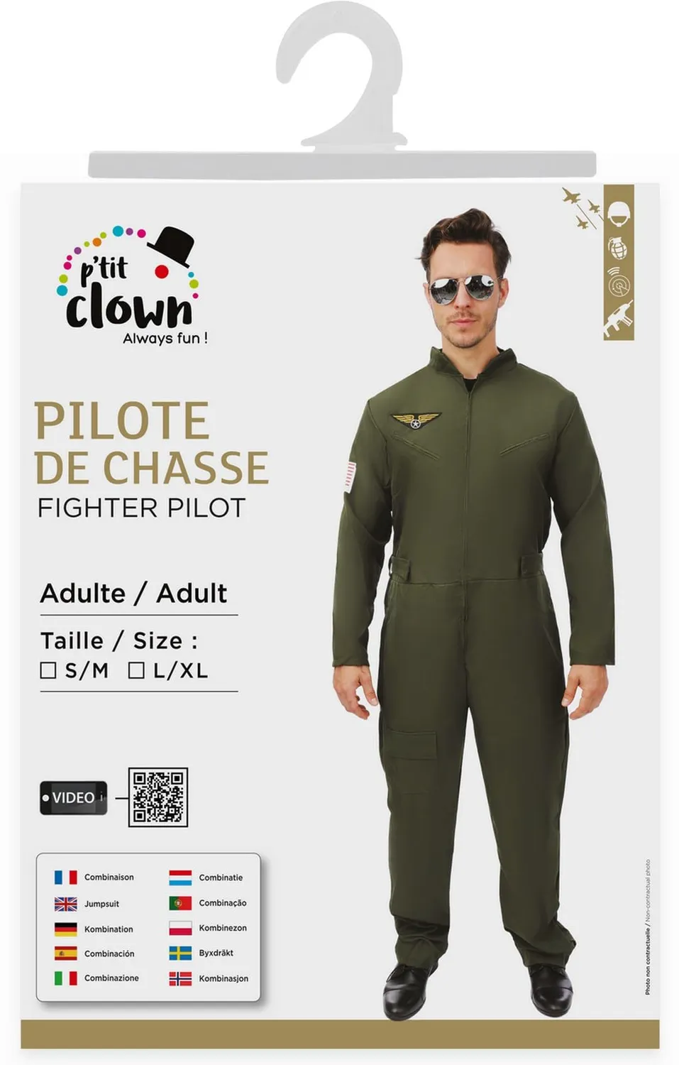 P'tit Clown Air Pilot Suit costume pilota verde L-XL