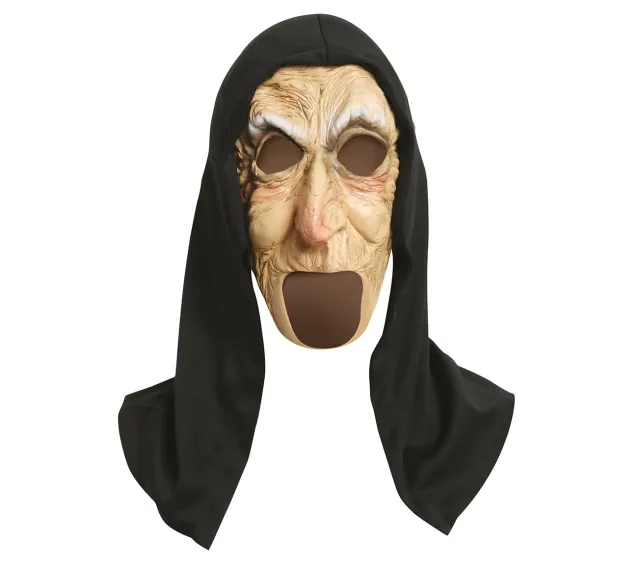 Fiestas Guirca Maschera Donna Anziana con cappuccio carnevale