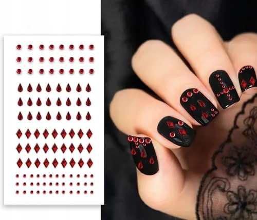 Guirca sticker unghie 6x9 cm argento rosso halloween