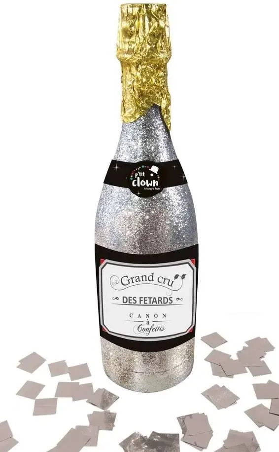 P'tit Clown re93010 bottiglia champagne coriandoli glitter argento