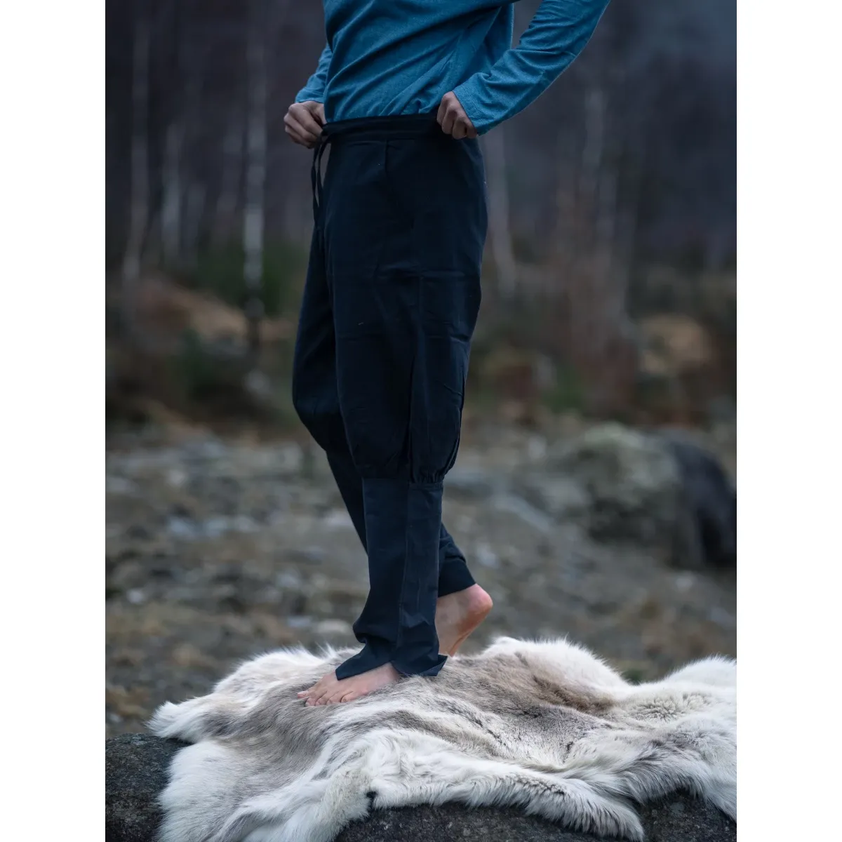 La Bottega di Merlino Kjell pantaloni medievali neri cotone robusto