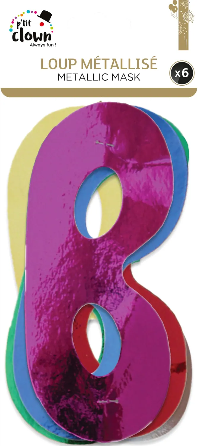 P'tit Clown 12326 mascherine metallizzate 6 pz assortite