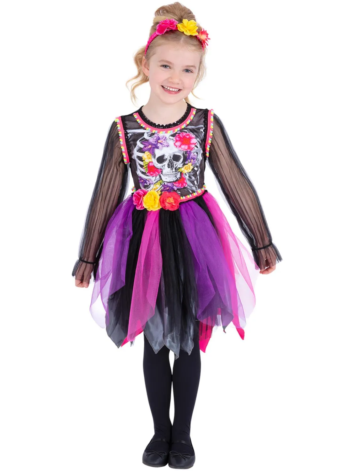 Smiffys Day of the Dead costume scheletro bambina 10-12 anni
