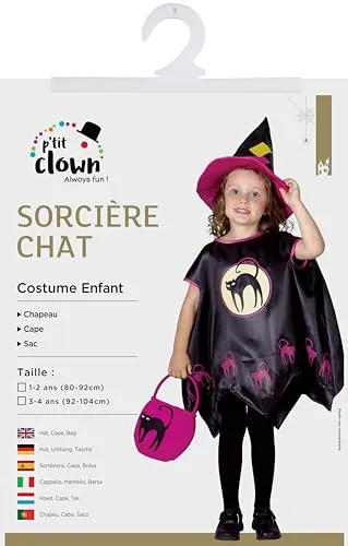 P'tit Clown 22006 costume strega gatto bambino 3/4 anni