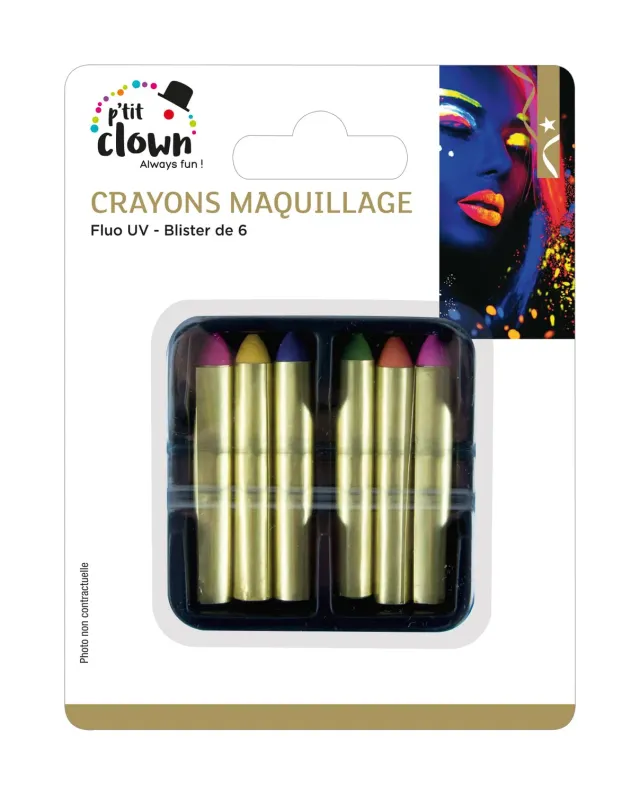 P'tit Clown UV matite trucco fluorescenti 6 pezzi