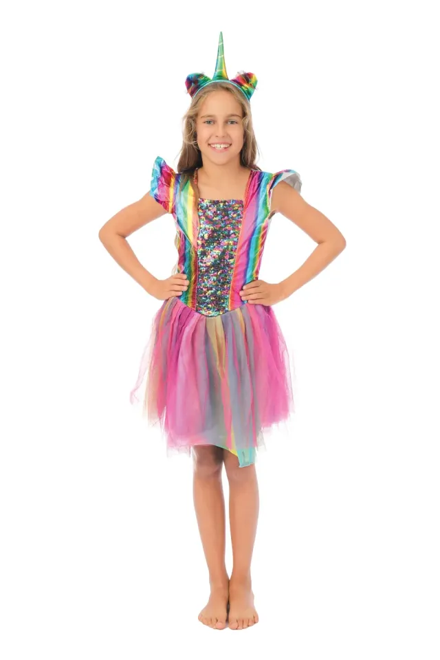 P'tit Clown Unicorno Costume Bambina 10-12 Anni Rosa