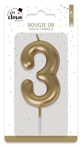 P'tit Clown 23933 candela numero 3 oro per torta compleanno