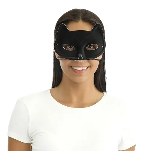 P'tit Clown 17003 Maschera Gatto Nero Adulto Tessuto