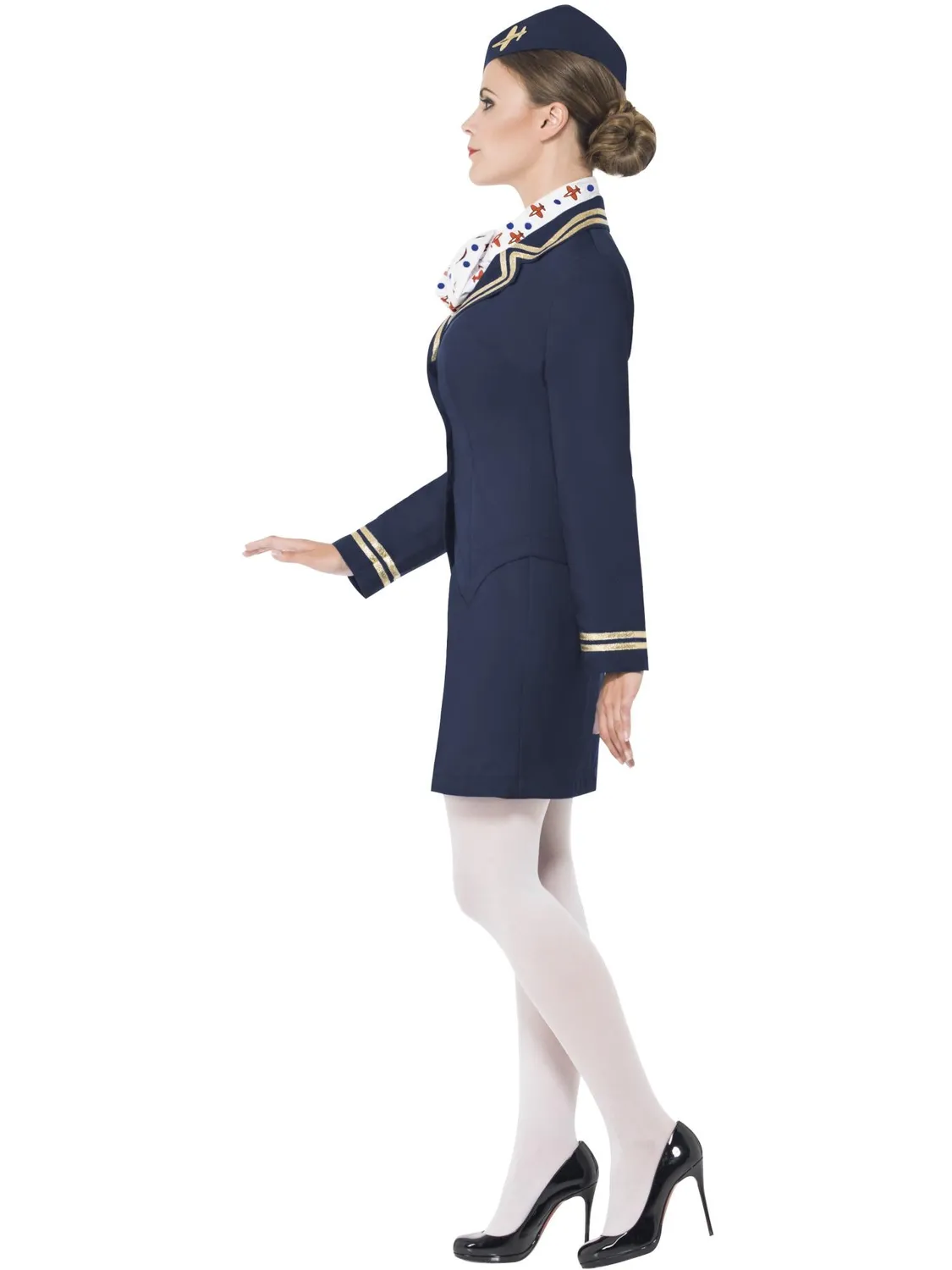 Smiffys Airways Attendant costume hostess blu 4 pezzi donna