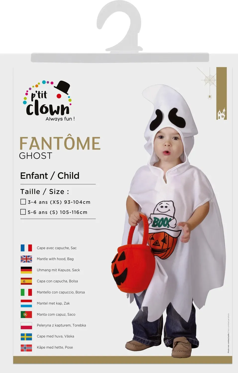 P'tit Clown Costume Baby Fantasma 80/92 con borsa