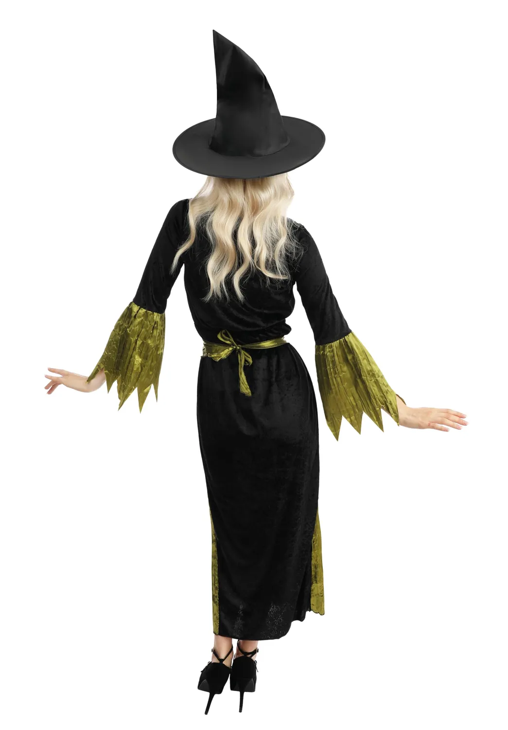 P'tit Clown costume strega donna lungo nero verde taglia L