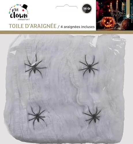 P'tit Clown ragnatela bianca 56 g con ragni decorazione