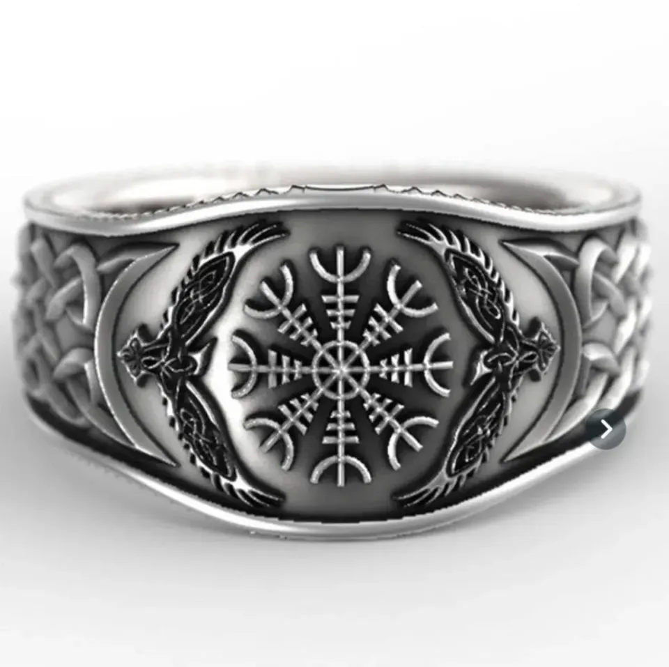La Bottega di Merlino Anello Vegvisir anello acciaio misura 28